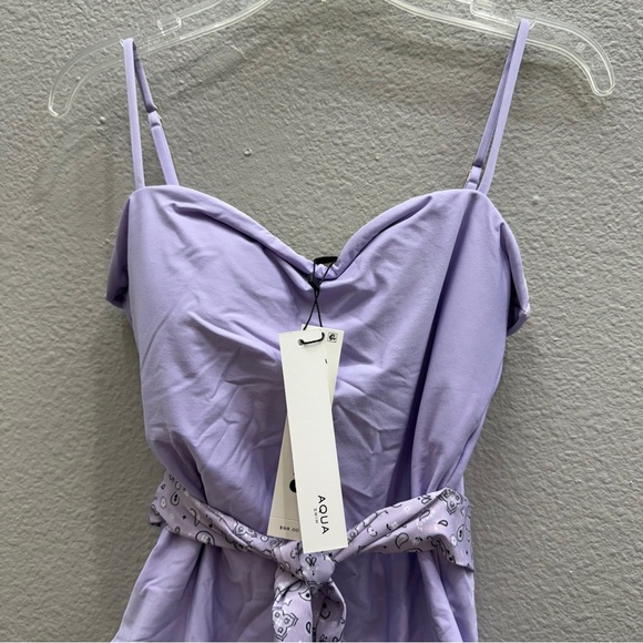 AQUA Bandana Belted One-Piece Swimsuit Size Large Purple New - Picture 6 of 7
